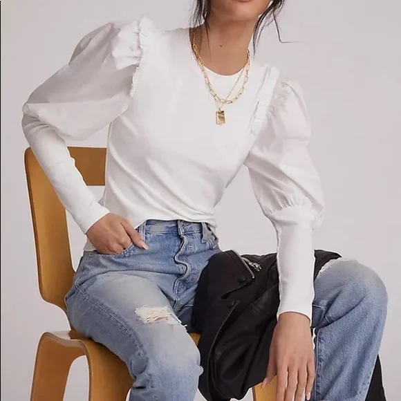 Sunday In Brooklyn Ruffled Contrast Top XS - Picture 2 of 6